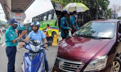 যানবাহনে স্টিকার দেখলেই আটকাচ্ছে পুলিশ