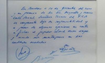 মেসি-বার্সা চুক্তির সেই ন্যাপকিন পেপার নিলামে ১১ কোটি টাকায় বিক্রি